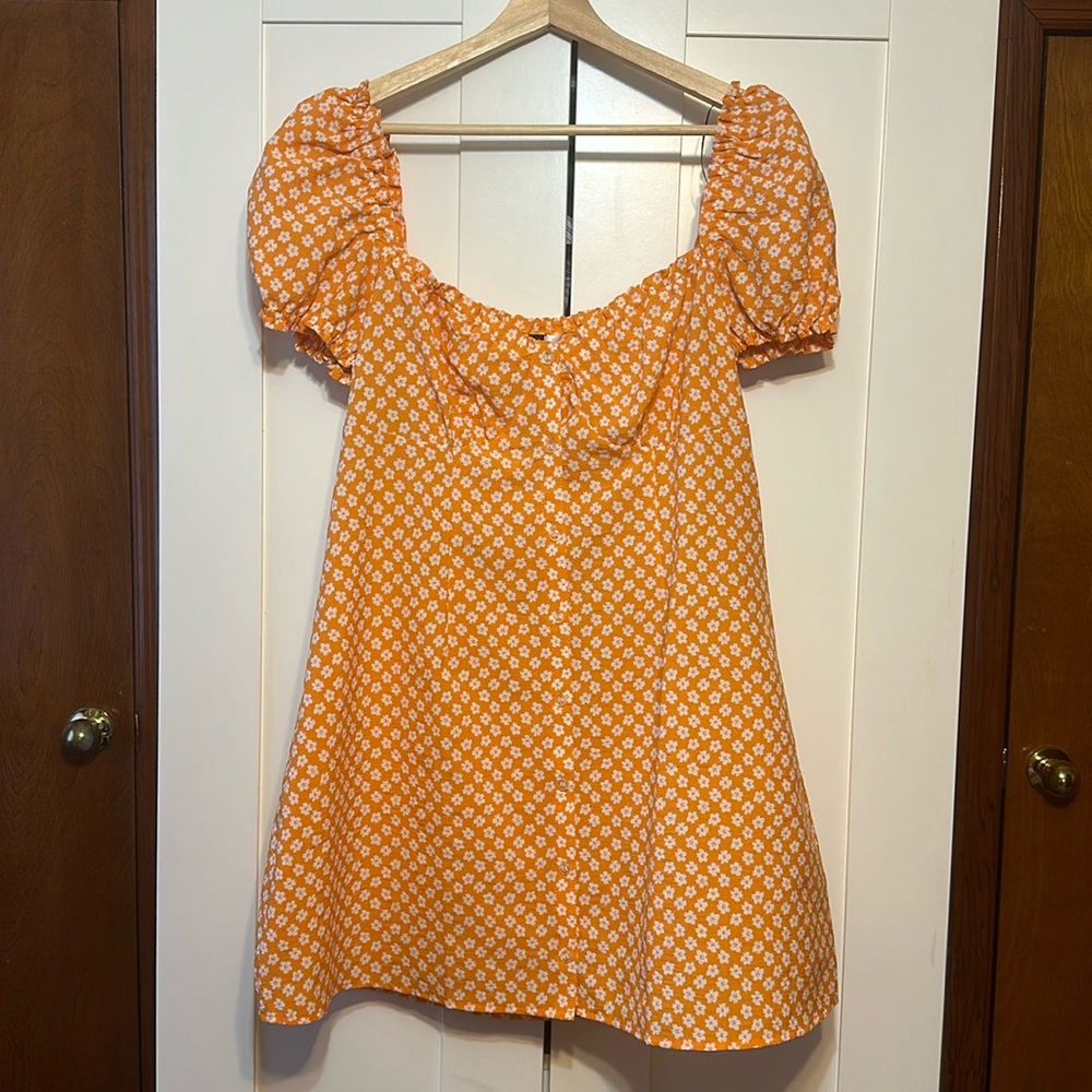 H&M Summer orange and white floral dress (L)